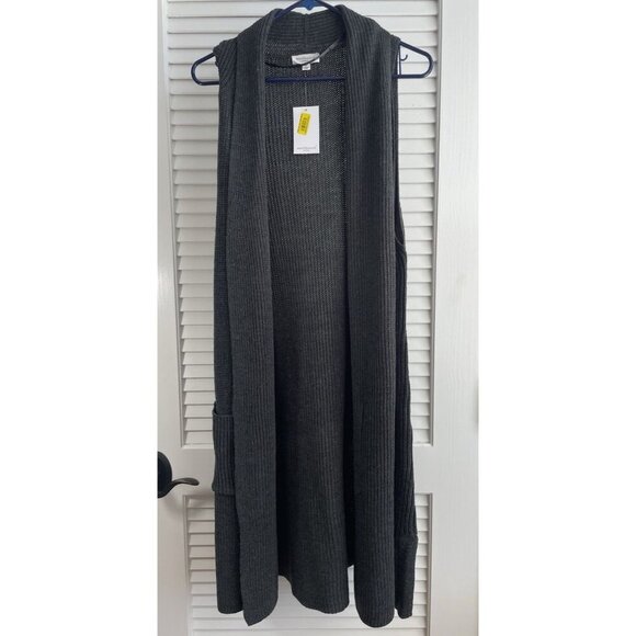 Westbound Grey Long Sleeveless Women's Cardigan with Pockets Size 2X NWT - Picture 1 of 8